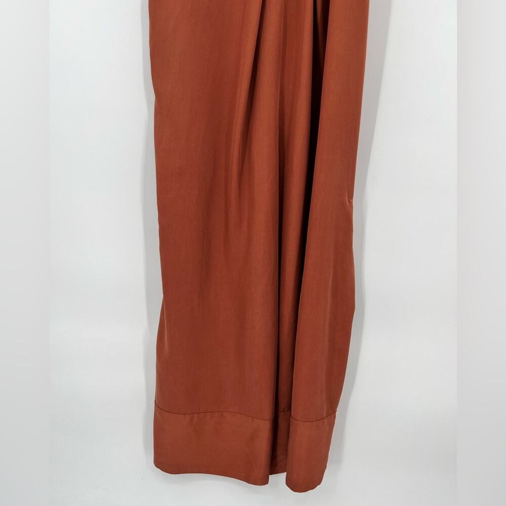 SANCIA The Label Thalita Jumpsuit Romper Shoulder Tie Front Leg SplitRust Medium - Picture 8 of 16